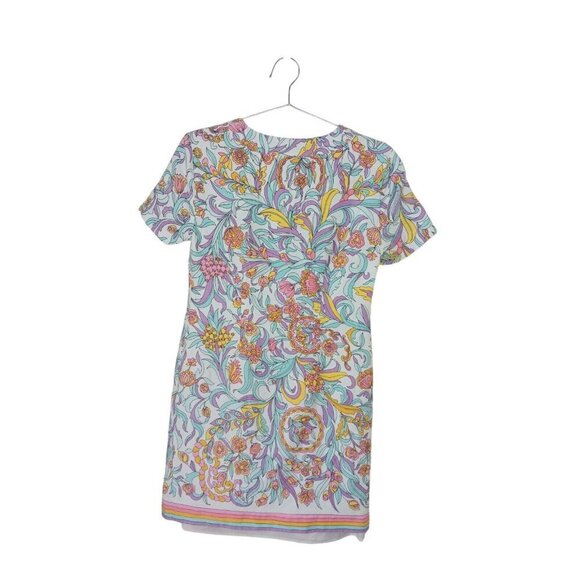 Trina Turk Mini Dress Floral  Short Sleeve Full Zip Front Size 8 - Picture 4 of 16